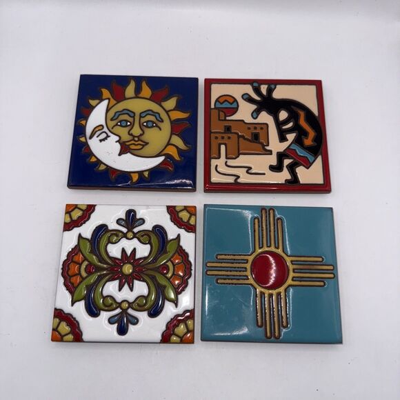 4 Hand N Hand Designs Earthtone Tiles, Kokopelli And Southwest Designs, 4X4 - Picture 1 of 9